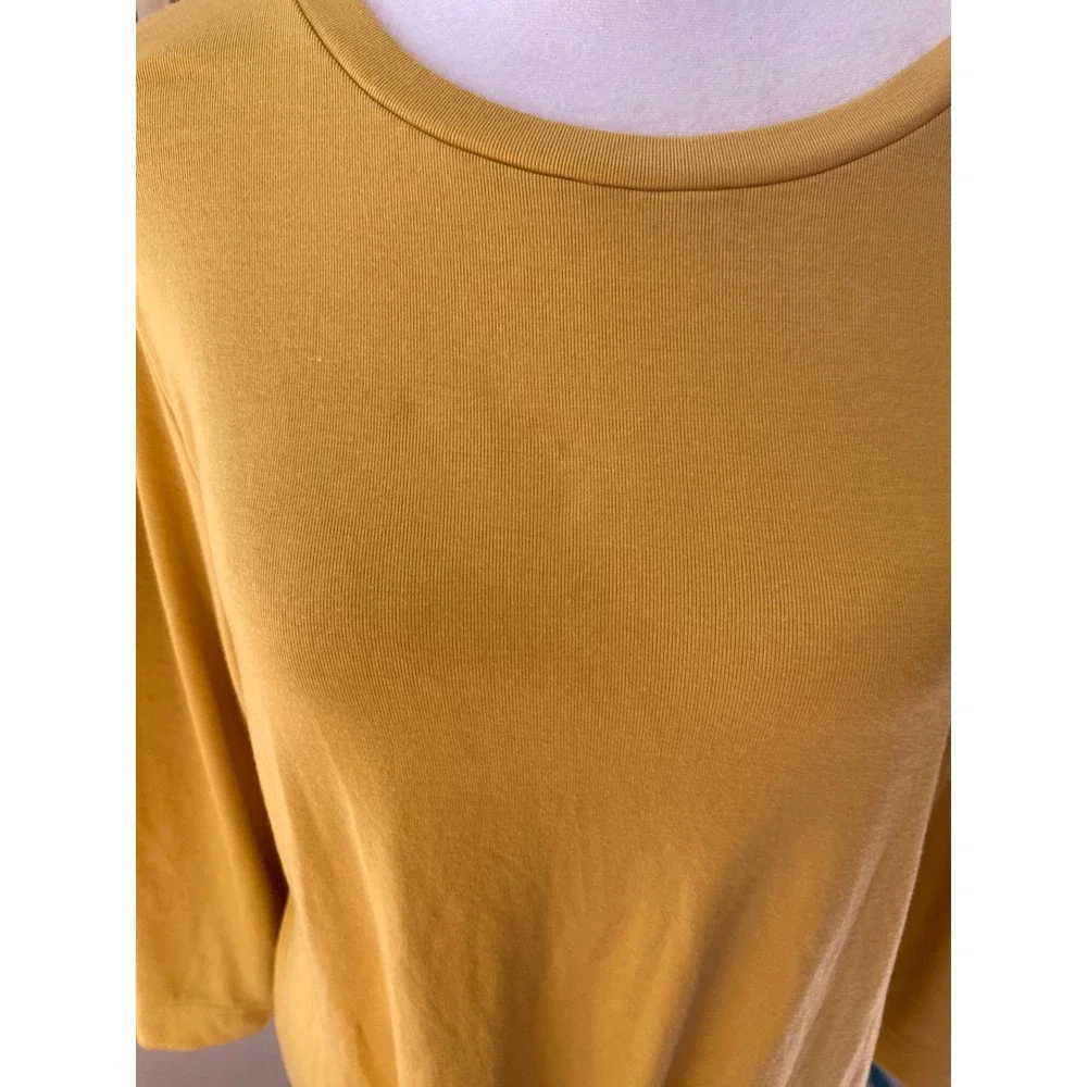 Free People Good Feels Tee Yellow Mini Dress 3/4 Sleeve Medium Boho Earthy Beach
